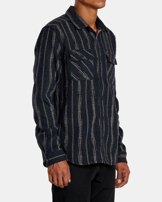 RVCA Men's Blanket Long Sleeve Shirt Indigo AVYWT00366-IND