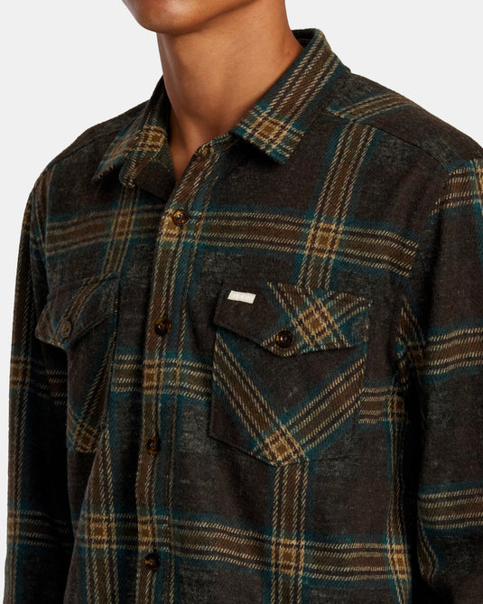 RVCA Men's Vacancy Long Sleeve Shirt Chocolate AVYWT00512-CHO