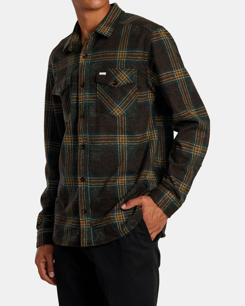 Load image into Gallery viewer, RVCA Men&#39;s Vacancy Long Sleeve Shirt Chocolate AVYWT00512-CHO
