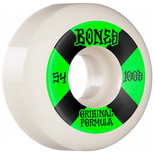 Bones 100 #4 54mm (4 Pack) Og Formula V5 Sidecut Wheels White/Green BABCV54004A4