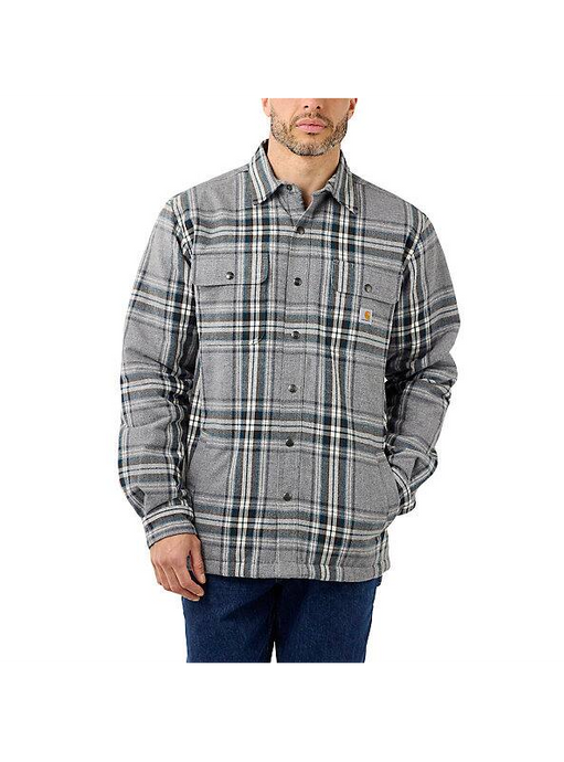 Carhartt Men's Relaxed Fit Heavyweight Flannel Sherpa Lined Shirt Jacket Asphalt 105430-APH