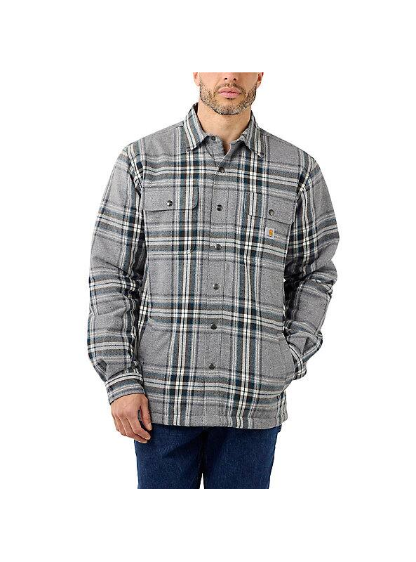 Load image into Gallery viewer, Carhartt Men&#39;s Relaxed Fit Heavyweight Flannel Sherpa Lined Shirt Jacket Asphalt 105430-APH
