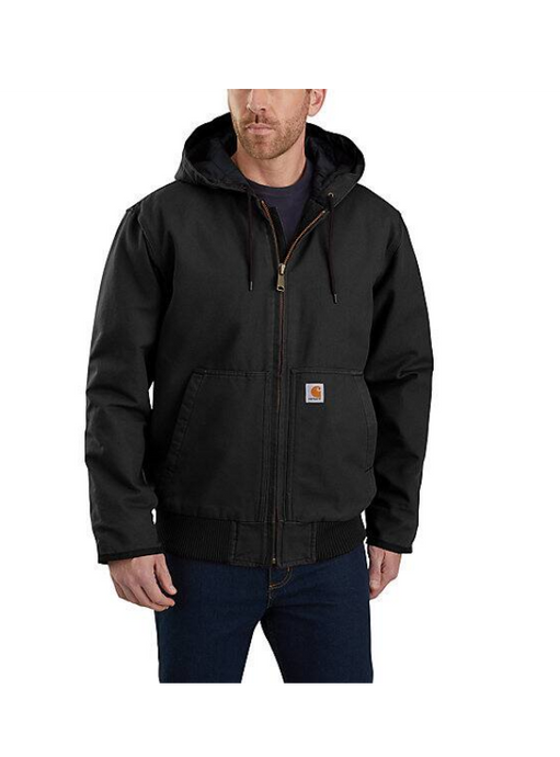 Carhartt Men's Loose Fit Washed Duck Insulated Active Jacket Black 104050-BLK