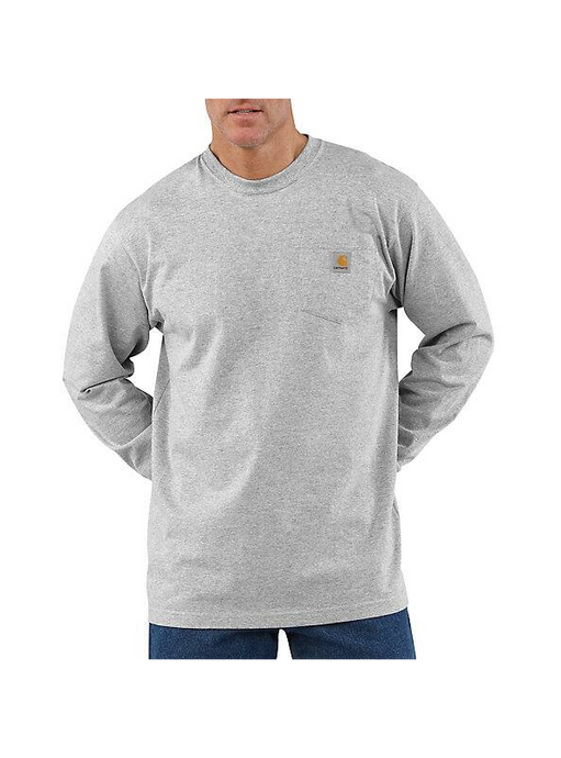 Carhartt Men's Loose Fit Heavyweight Long-sleeve T-shirt Heather Gray K126-HGY