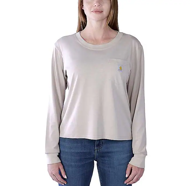 Carhartt Women's Relaxed Fit Lightweight Long Sleeve Pocket T-Shirt Mink 106121-V61