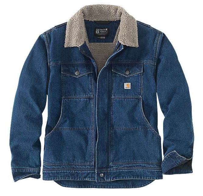 Load image into Gallery viewer, Carhartt Men&#39;s Denim Sherpa-lined Relaxed Fit Jacket Blue 105478-H87
