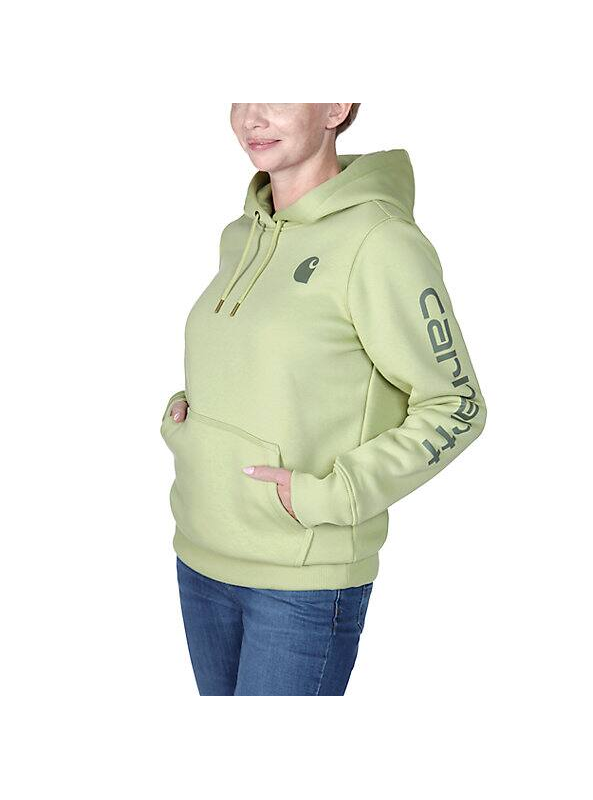 Load image into Gallery viewer, Carhartt Women&#39;s Relaxed Fit Midweight Logo Sleeve Hoodie Dried Clay 102791-B68
