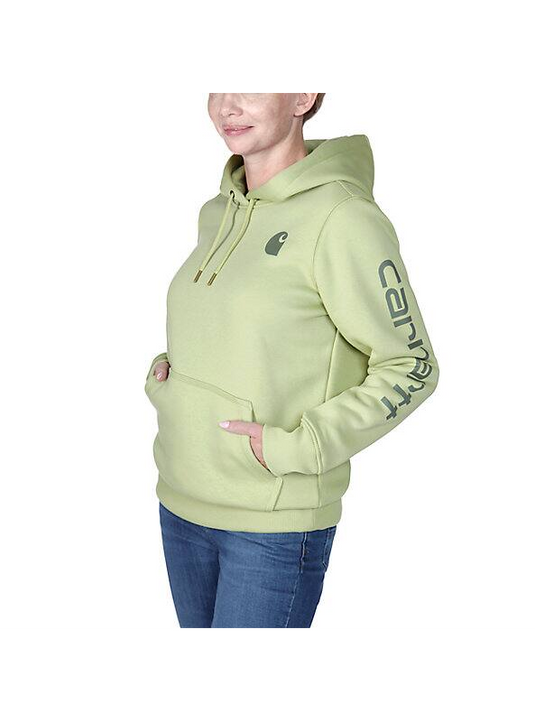 Carhartt Women's Relaxed Fit Midweight Logo Sleeve Hoodie Dried Clay 102791-B68