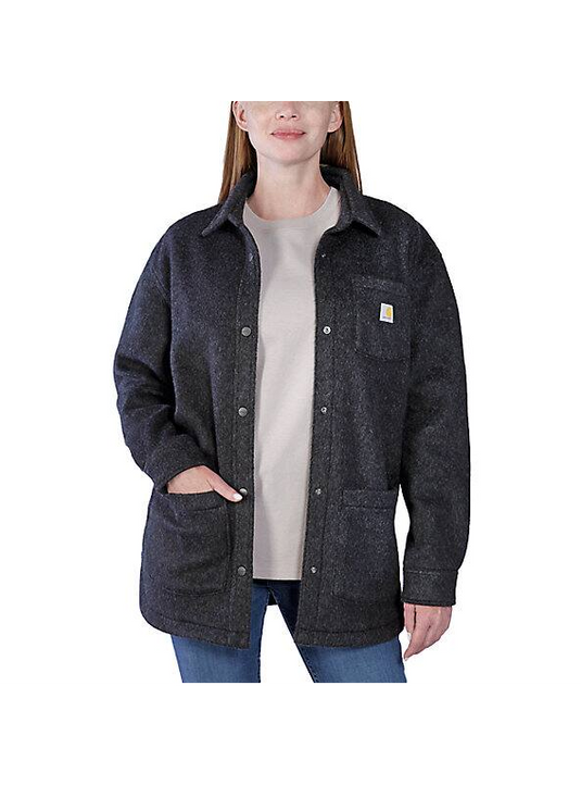 Carhartt Women's Loose Fit Fleece Overshirt Black Heather 105988-013