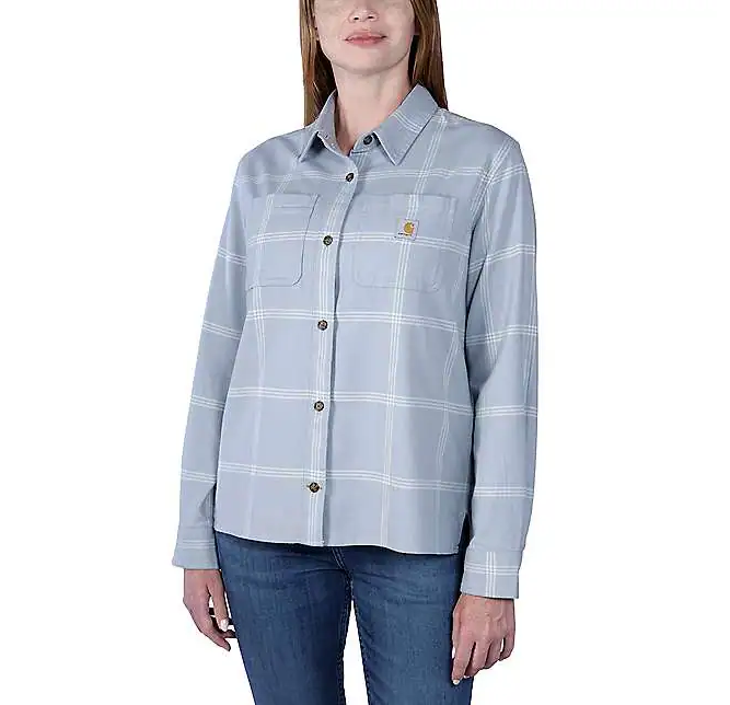 Carhartt Women's Rugged Flex Loose Fit Flannel Plaid Shirt Neptune 105989-HD4