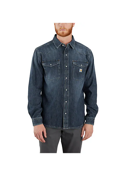 Carhartt Men's Montana Relaxed Fit Denim Long-Sleeve Shirt Wyatt 106429-HK3