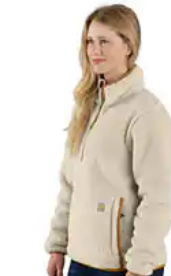 Load image into Gallery viewer, Carhartt Women&#39;s Loose Fit Fleece Pullover Sweatshirt Oat Milk 106470-A16
