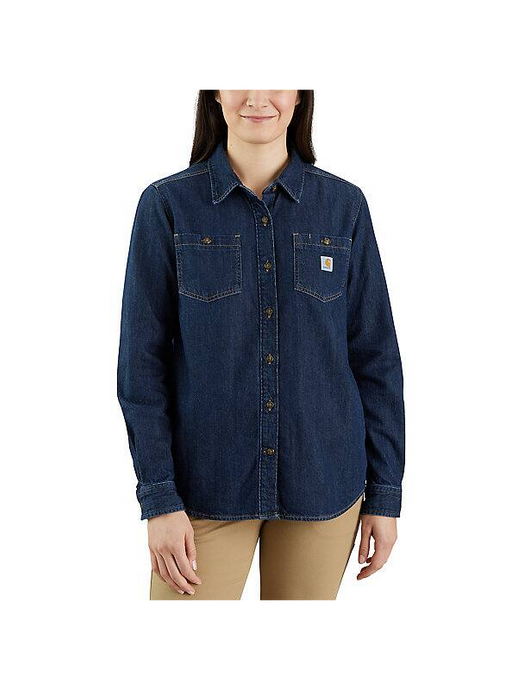 Carhartt Women's Relaxed Fit Denim Long Sleeve Shirt Zion 105492-H85