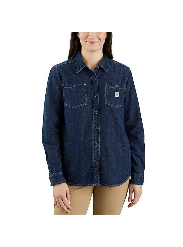 Load image into Gallery viewer, Carhartt Women&#39;s Relaxed Fit Denim Long Sleeve Shirt Zion 105492-H85
