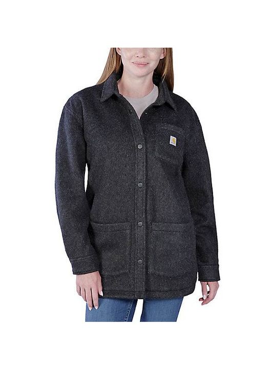 Carhartt Women's Loose Fit Fleece Overshirt Black Heather 105988-013