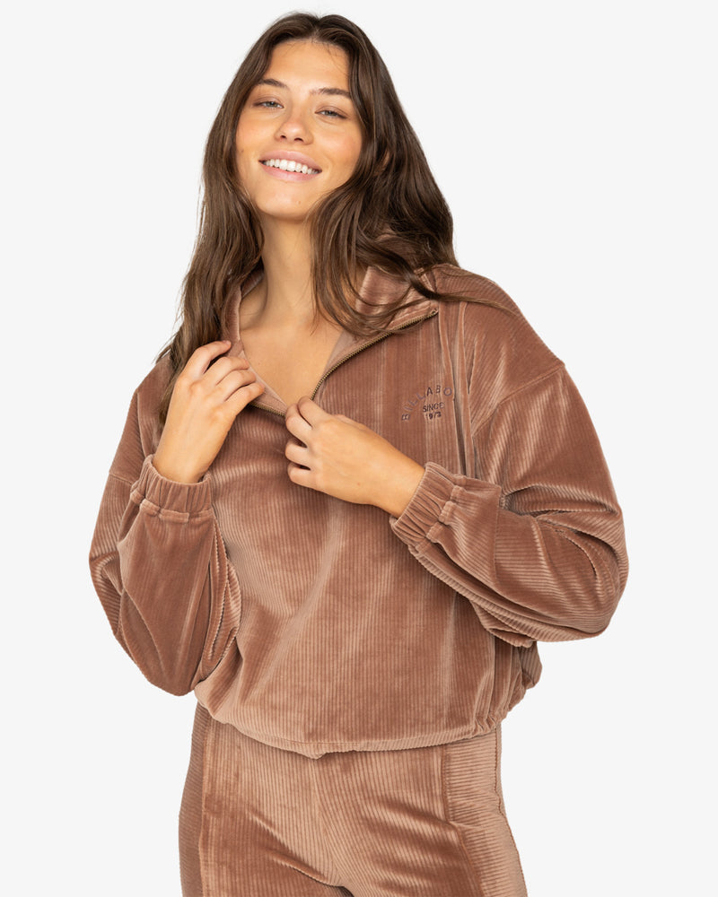 Load image into Gallery viewer, Billabong Women&#39;s Coffee TIme Half Zip Pullover Sweet Earth EBJKT00111-CME0
