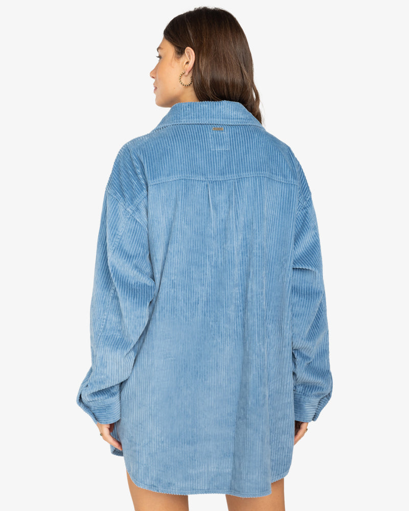 Load image into Gallery viewer, Billabong Women&#39;s Winter Ocean Shirt Dress Blue Shadow EBJWD0014-BKQ0
