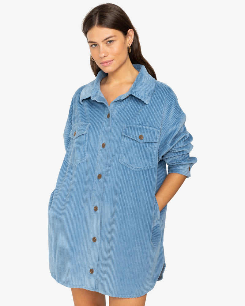 Load image into Gallery viewer, Billabong Women&#39;s Winter Ocean Shirt Dress Blue Shadow EBJWD0014-BKQ0
