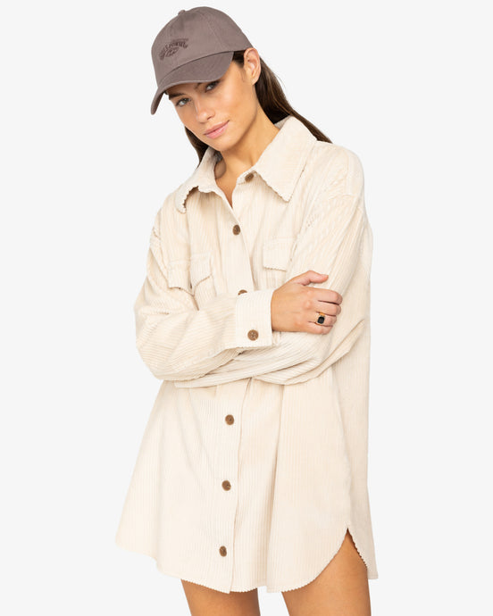 Billabong Women's Winter Ocean Shirt Dress White Cap EBJWD0014-WCP