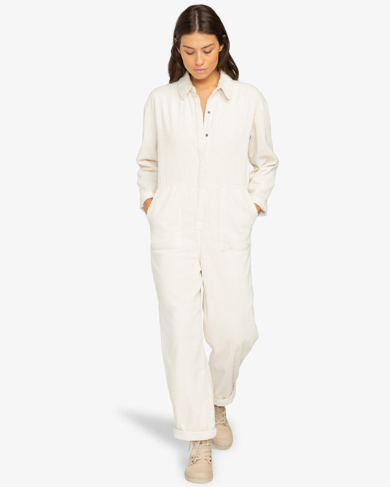 Load image into Gallery viewer, Billabong Women&#39;s Take The Road Corduroy Jumpsuit White Cap EBJWO03001_WCP
