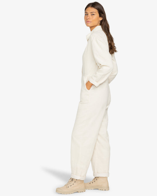 Billabong Women's Take The Road Corduroy Jumpsuit White Cap EBJWO03001_WCP