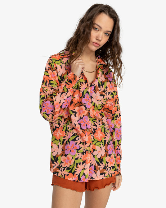 Billabong Women's Swell Beach Shirt Dress Multi EBJWT00113-MUL