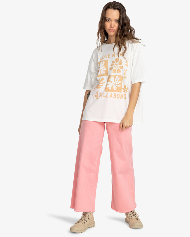 Load image into Gallery viewer, Billabong Women&#39;s In Love With The Sun Oversized Fit T-Shirt Salt Crystal EBJZT00234-SCS
