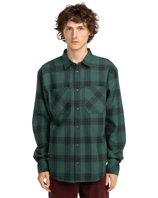 Element Men's Compass Long Sleeves Shirt Trekking Green Plaid ELYWT00154_GSC1