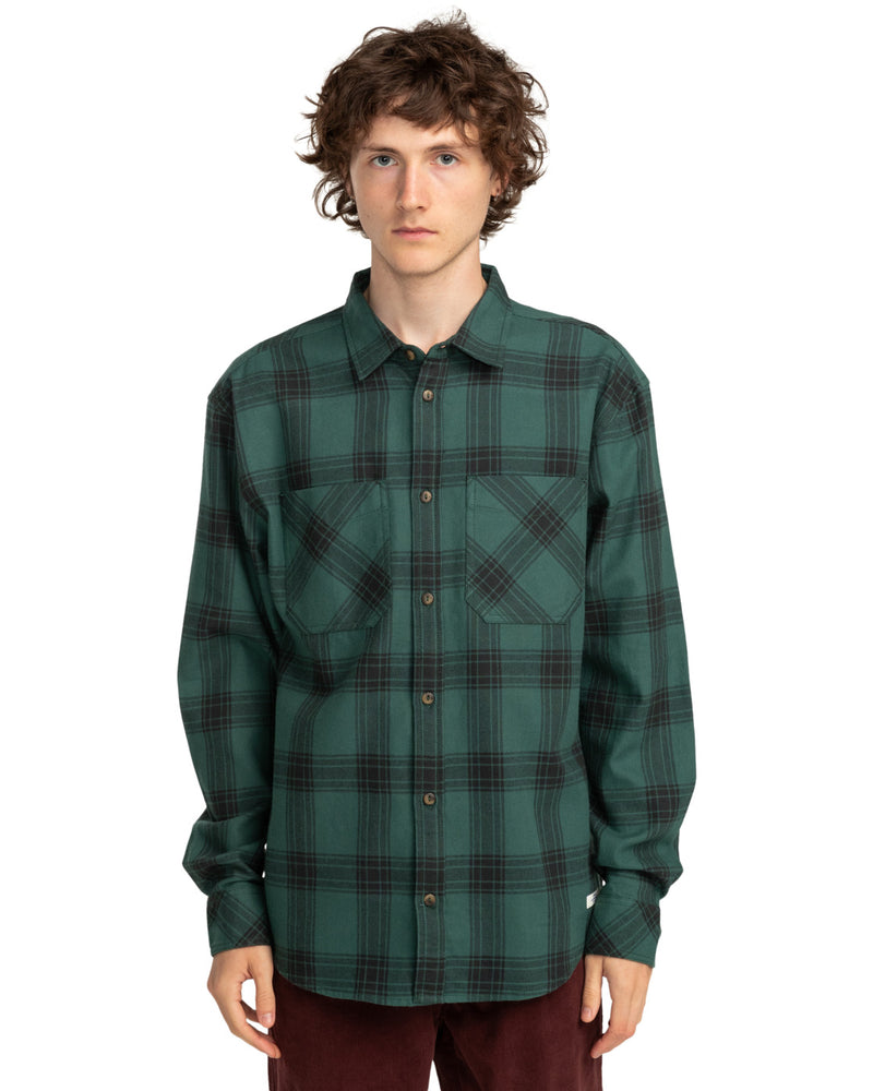 Load image into Gallery viewer, Element Men&#39;s Compass Long Sleeves Shirt Trekking Green Plaid ELYWT00154_GSC1
