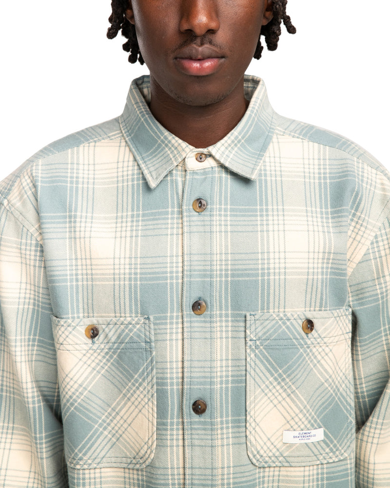 Load image into Gallery viewer, Element Men&#39;s Hawthorne Long Sleeve Shirt Trooper Plaid ELYWT00157_BLN1
