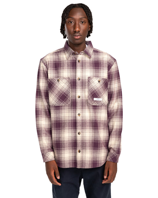 Element Men's Hawthorne Long Sleeve Shirt Plum Perfect Plaid ELYWT00157_PSN1