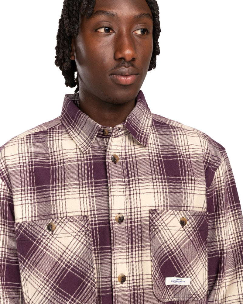 Load image into Gallery viewer, Element Men&#39;s Hawthorne Long Sleeve Shirt Plum Perfect Plaid ELYWT00157_PSN1
