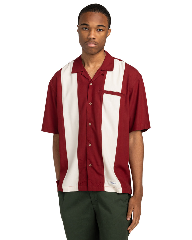 Load image into Gallery viewer, Element Men&#39;s Bowling Short Sleeves Shirt Pomegranate/Oat Milk ELYWT00170_RSQ3
