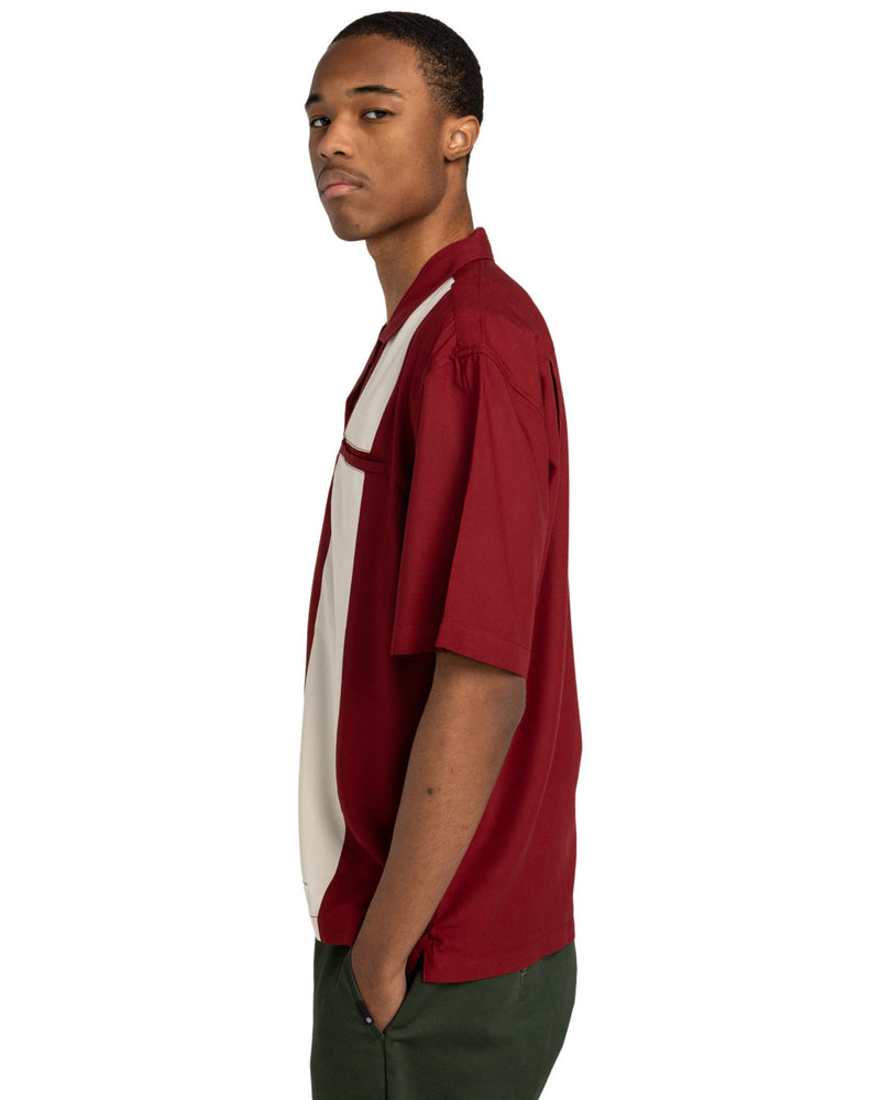 Load image into Gallery viewer, Element Men&#39;s Bowling Short Sleeves Shirt Pomegranate/Oat Milk ELYWT00170_RSQ3
