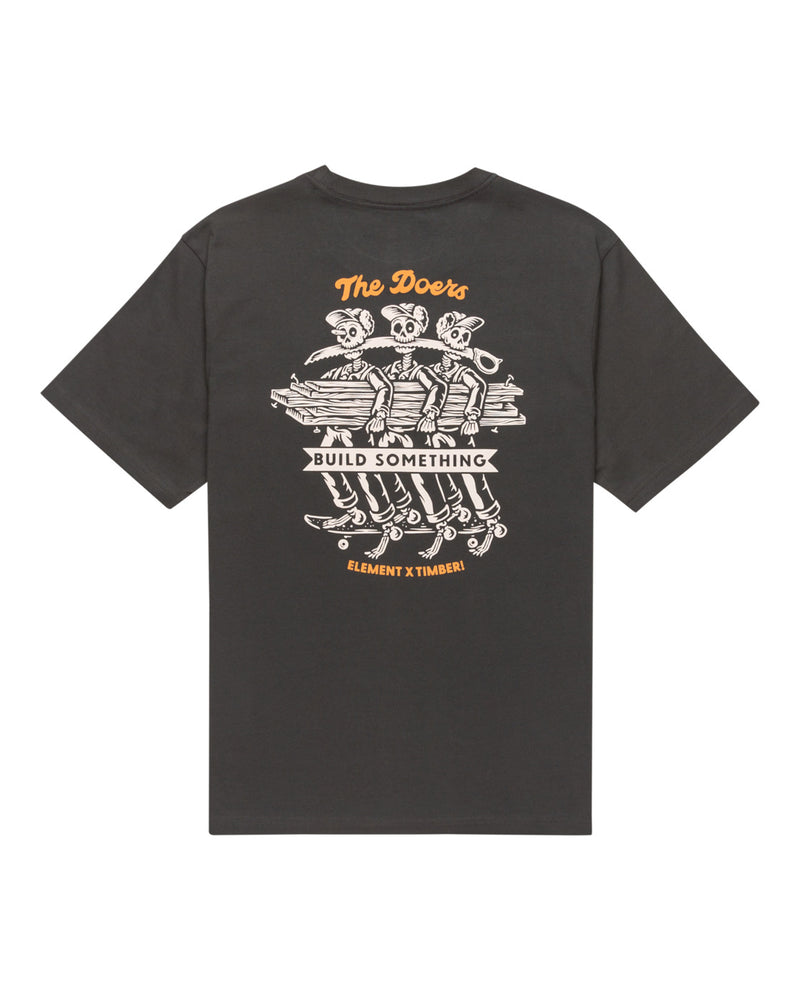 Load image into Gallery viewer, Element Men&#39;s Timber Skeleton Gang Short Sleeves T-Shirt Off Black ELYZT00517-KTA0
