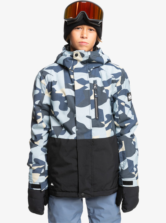 Quiksilver Kids' Mission Snow Jacket (8-16) Puzzle Camo Ice Flow EQBTJ03196_SEF3