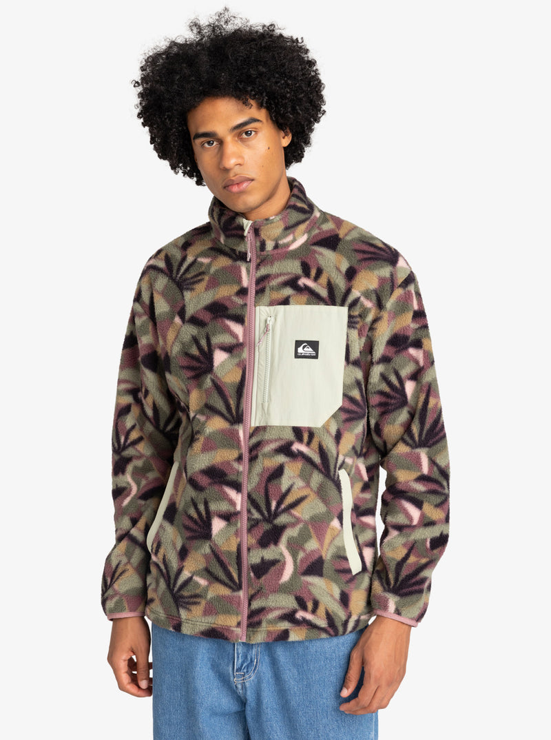 Load image into Gallery viewer, Quiksilver Men&#39;s Clean Coast Zip Up Fleece Desert Sage Abstract Palm EQYFT04957_GFL6
