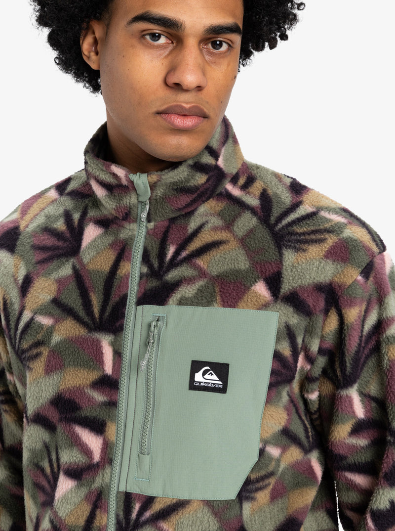 Load image into Gallery viewer, Quiksilver Men&#39;s Clean Coast Zip Up Fleece Desert Sage Abstract Palm EQYFT04957_GFL6
