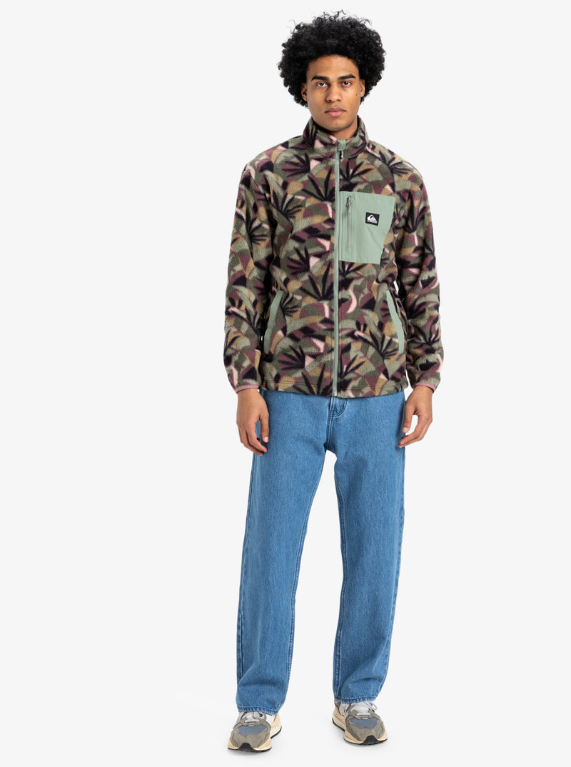 Load image into Gallery viewer, Quiksilver Men&#39;s Clean Coast Zip Up Fleece Desert Sage Abstract Palm EQYFT04957_GFL6
