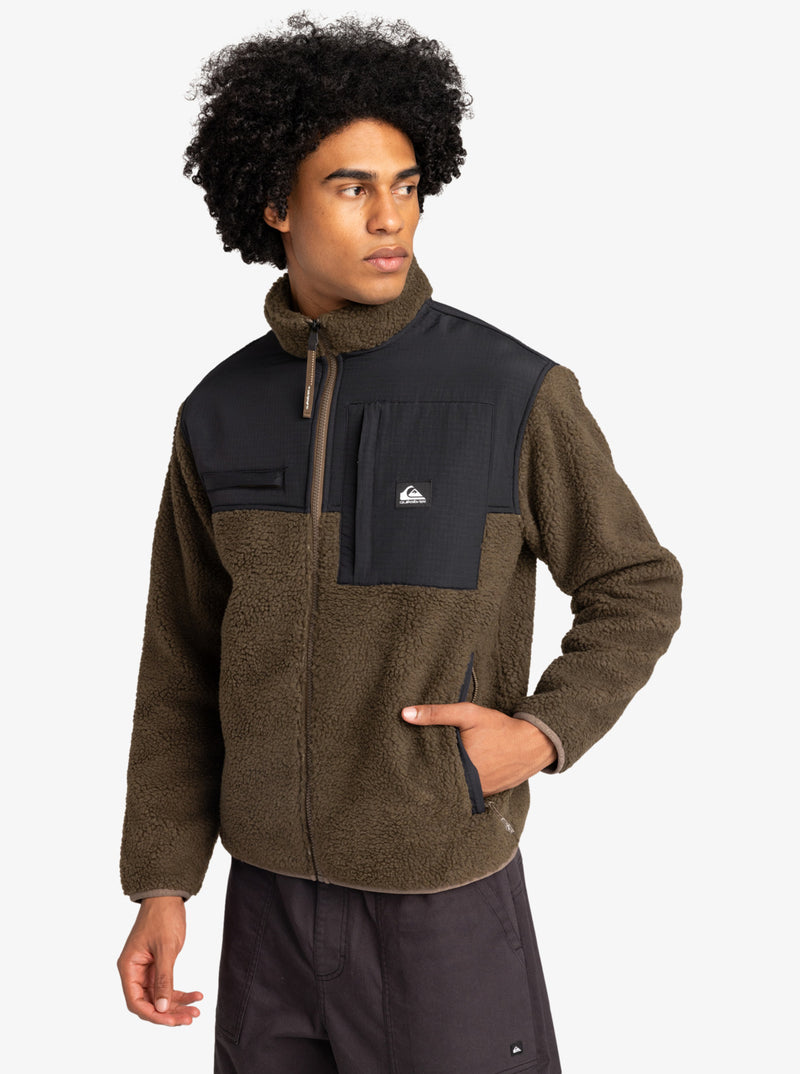 Load image into Gallery viewer, Quiksilver Men&#39;s Shallow Water Zip-Up Fleece Canteen EQYFT04980_CQP0
