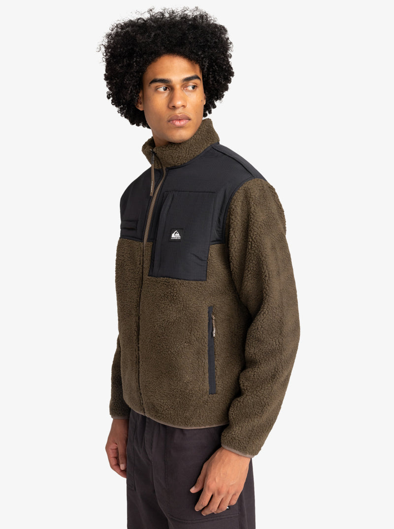 Load image into Gallery viewer, Quiksilver Men&#39;s Shallow Water Zip-Up Fleece Canteen EQYFT04980_CQP0
