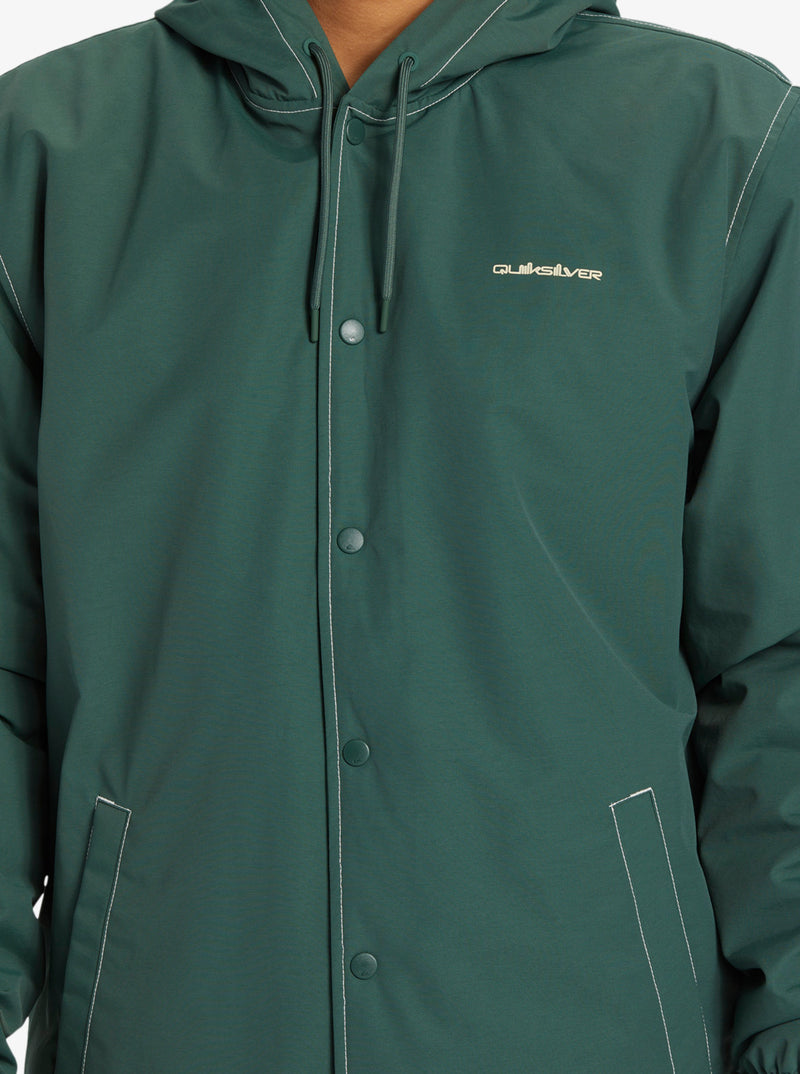 Load image into Gallery viewer, Quiksilver Men&#39;s Rain Cloud Warm Hooded Coach Jacket Forest EQYJK04110_GRT0
