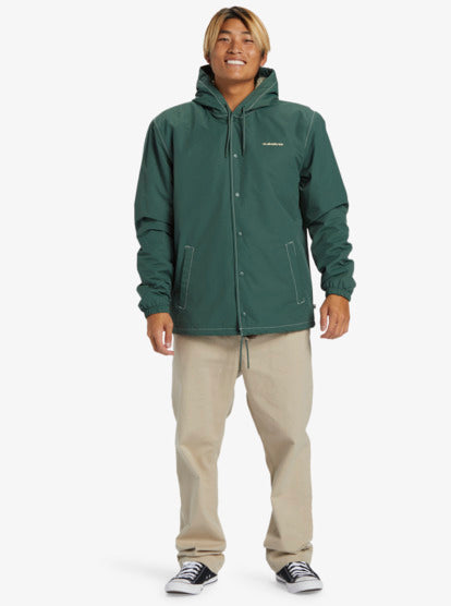 Load image into Gallery viewer, Quiksilver Men&#39;s Rain Cloud Warm Hooded Coach Jacket Forest EQYJK04110_GRT0
