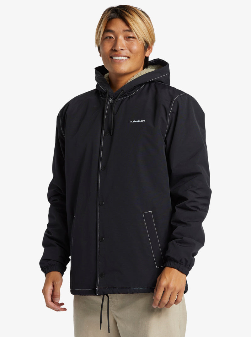 Load image into Gallery viewer, Quiksilver Men&#39;s Rain Cloud Coach Hooded Jacket Black EQYJK04110_KVJ0
