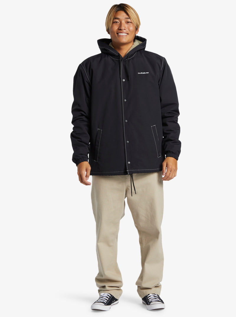 Load image into Gallery viewer, Quiksilver Men&#39;s Rain Cloud Coach Hooded Jacket Black EQYJK04110_KVJ0
