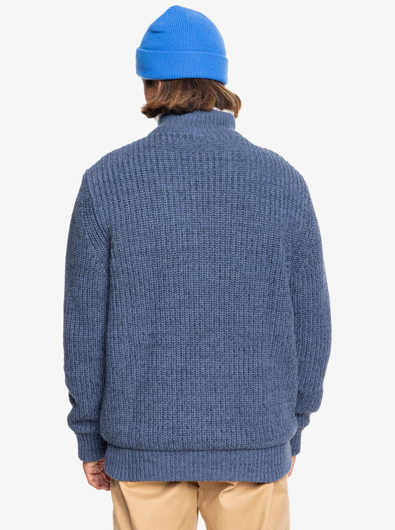 Load image into Gallery viewer, Quiksilver Men&#39;s Boketto Zip Up Sweater Vintage Indigo Heather EQYSW03315-BYLH
