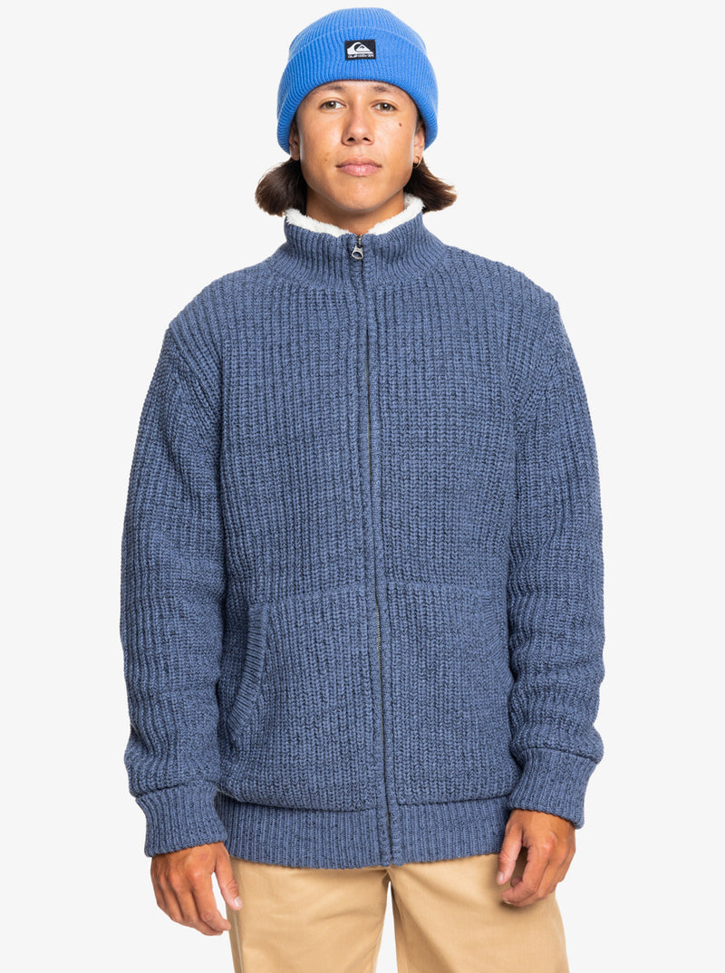 Load image into Gallery viewer, Quiksilver Men&#39;s Boketto Zip Up Sweater Vintage Indigo Heather EQYSW03315-BYLH
