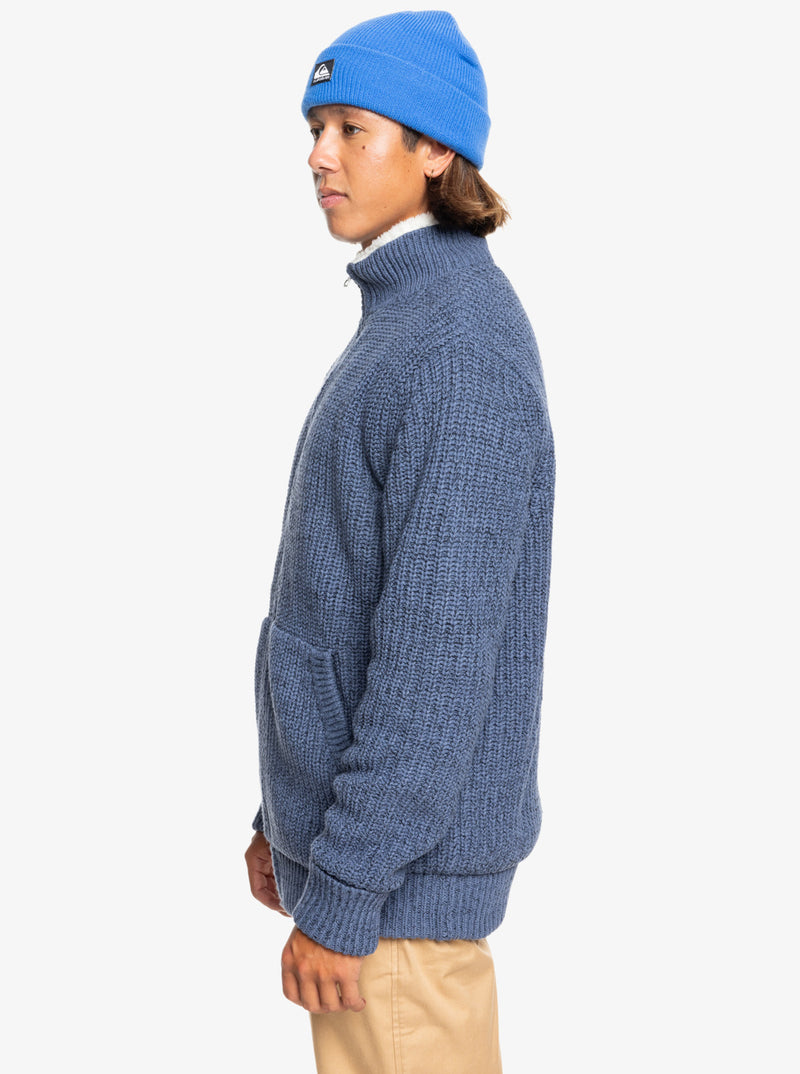 Load image into Gallery viewer, Quiksilver Men&#39;s Boketto Zip Up Sweater Vintage Indigo Heather EQYSW03315-BYLH
