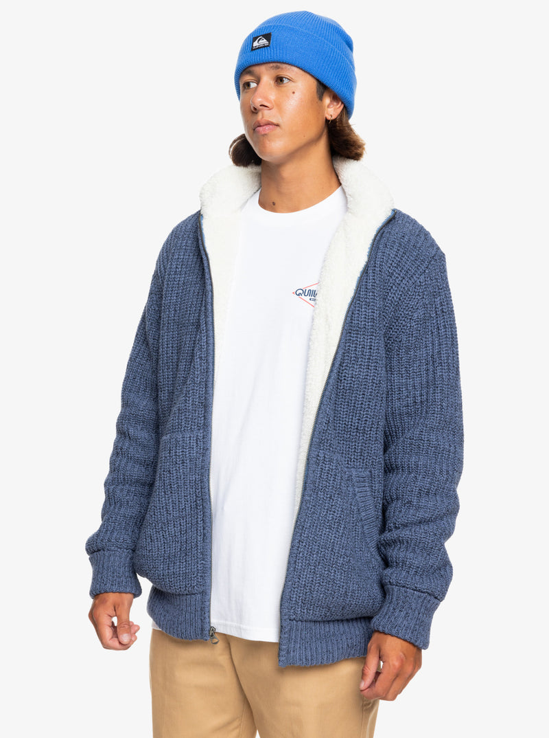 Load image into Gallery viewer, Quiksilver Men&#39;s Boketto Zip Up Sweater Vintage Indigo Heather EQYSW03315-BYLH
