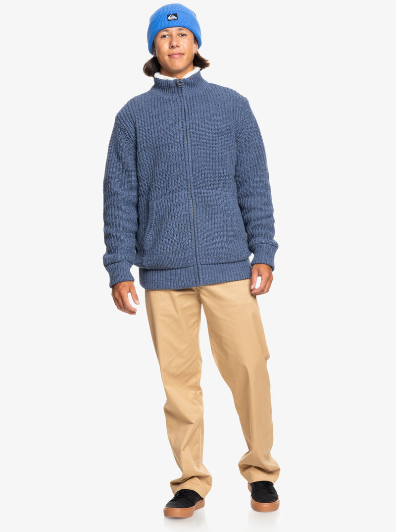 Load image into Gallery viewer, Quiksilver Men&#39;s Boketto Zip Up Sweater Vintage Indigo Heather EQYSW03315-BYLH
